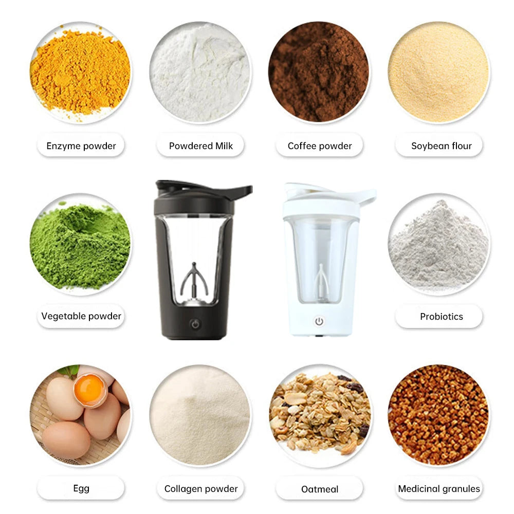 350ML Electric Protein Powder Mixing Cup - Automatic Shaker Bottle for Milk, Coffee, and Smoothies - Ideal for Gym and Outdoor Use