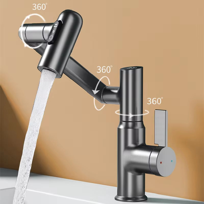 Upgrade Your Bathroom with the 360° Rotating Digital LED Basin Faucet - Multi-Function Hot & Cold Water Mixer Tap