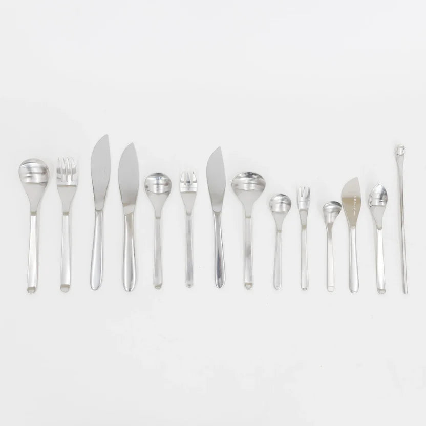 Sori Yanagi Stainless Steel and Birch Wood Handle Flatware